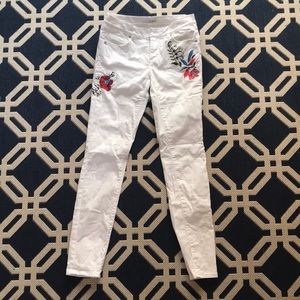 loft white jeans with floral design